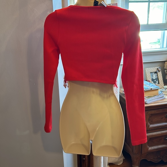 Forever 21 Faux Pearl-Trim Seamless Crop Top - Picture 2 of 4